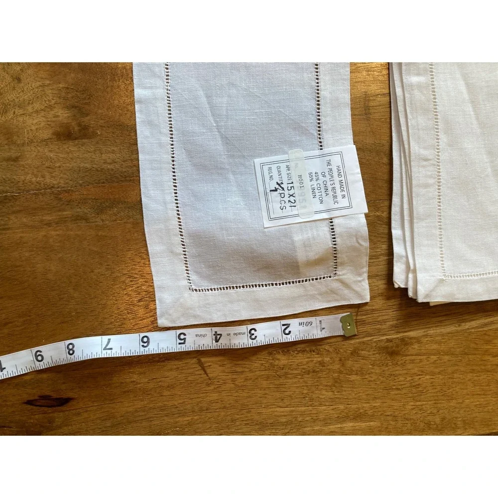 Peking Handcraft Oblong Cocktail Napkin Set 31 15x21‎ Linen Hemstitch Entertain